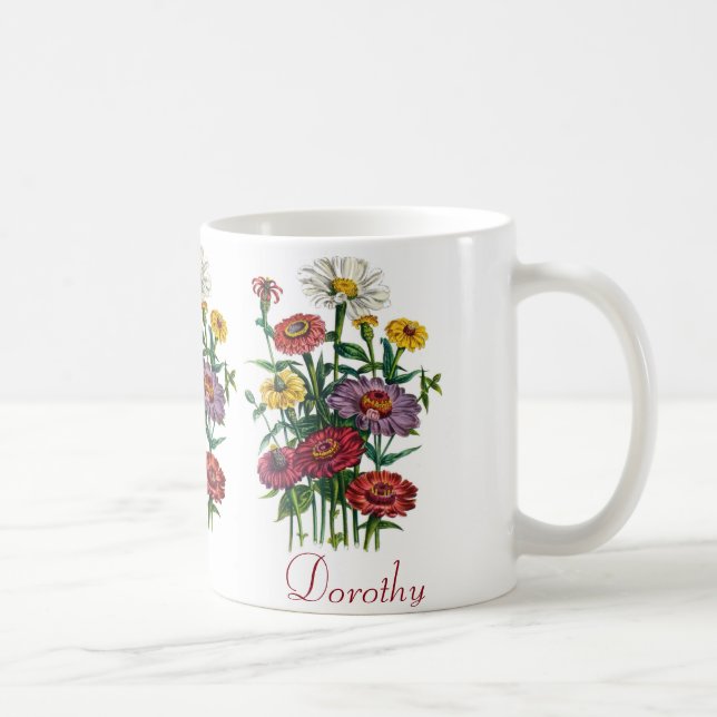 Taza De Café Zinnias personalizadas (Derecha)