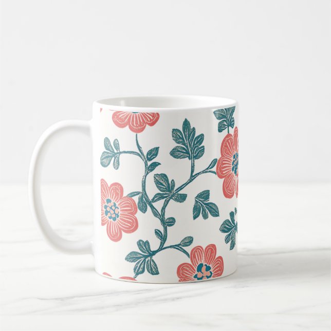 Taza De Café Zinnias Rojas (Izquierda)