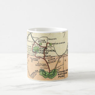 Taza De Café Zion - Gran Cañón Mapa Mug