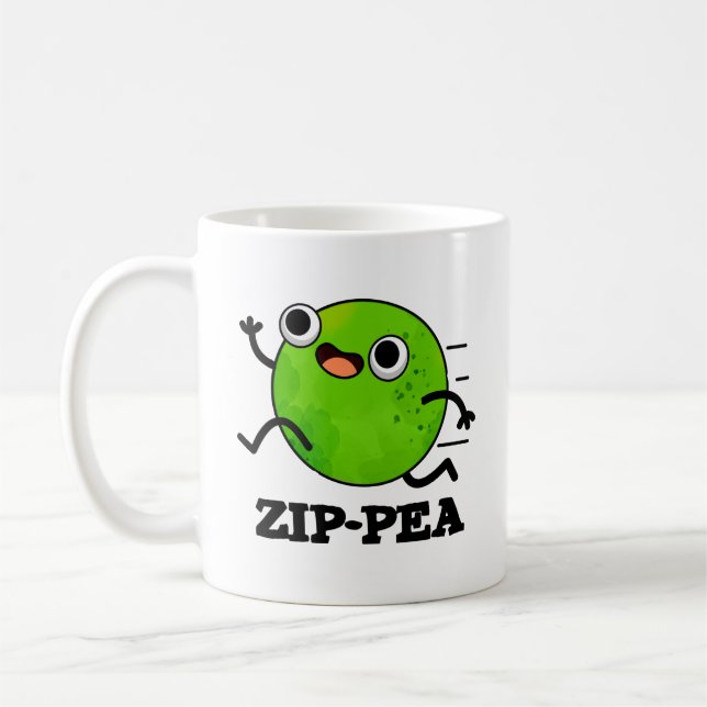 Taza De Café Zip-pea Funny Zippy Pea Pun (Izquierda)