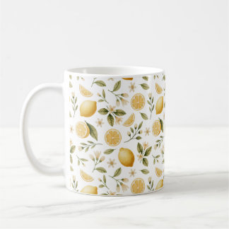 Taza De Café Zitronen- Muster- Aquarell