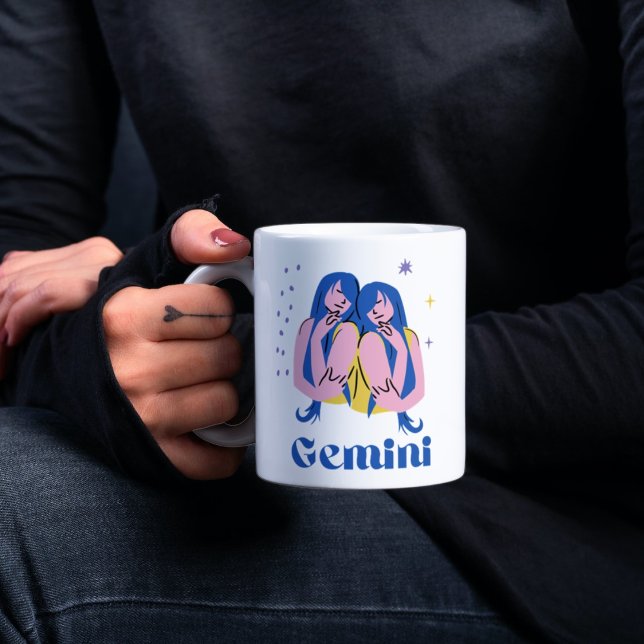 Taza De Café Zodiac | Ilustracion de signos estelares de Gemini (Gemini | Zodiac | Horoscope | Star Sign Illustration)