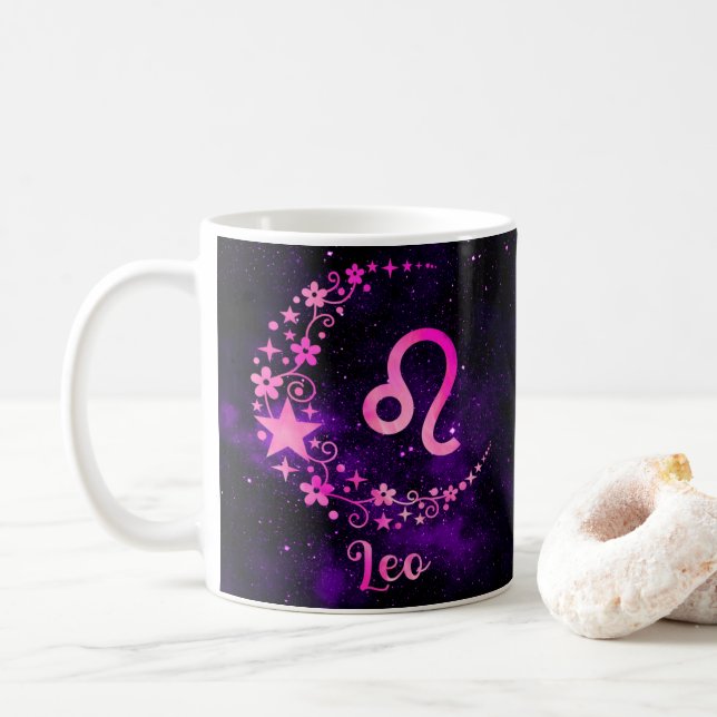 Taza De Café Zodiac Leo Design Coffee Mug Cup (Con donut)