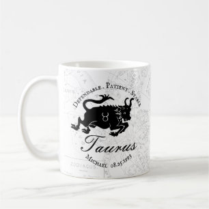 Taza De Café Zodiac Taurus Personalizado Rasgos Astrología Bla