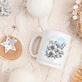 Taza De Café Zodíaco Acuario Floral Constelación Astrología 