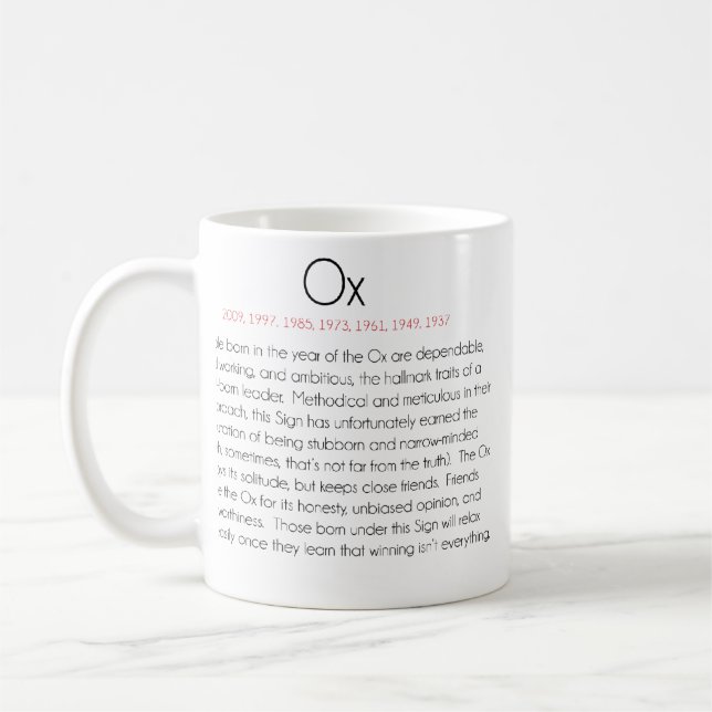 Taza De Café Zodiaco chino (año del buey) 2 (Izquierda)
