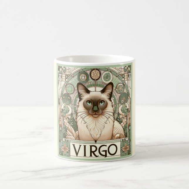 Taza De Café Zodiaco de gato meticuloso de Virgo (Centro)