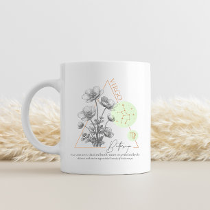 Taza De Café Zodíaco Virgo Botón de Oro Constelación Astrología