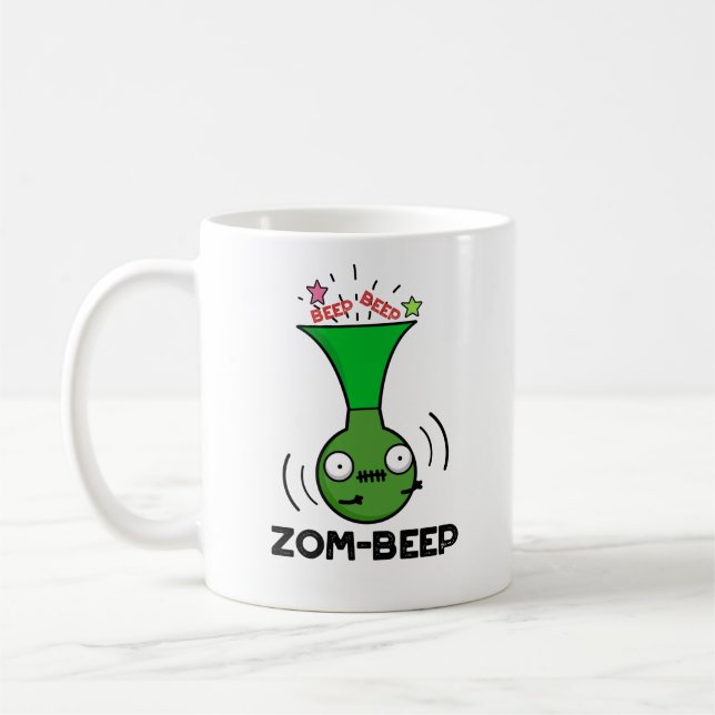 Taza De Café Zom-beep Funny Halloween Zombie Honker Pun (Izquierda)