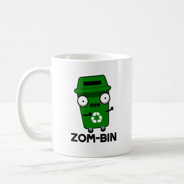 Taza De Café Zom-bin Funny Halloween Zombie Trash Bin Pun (Izquierda)