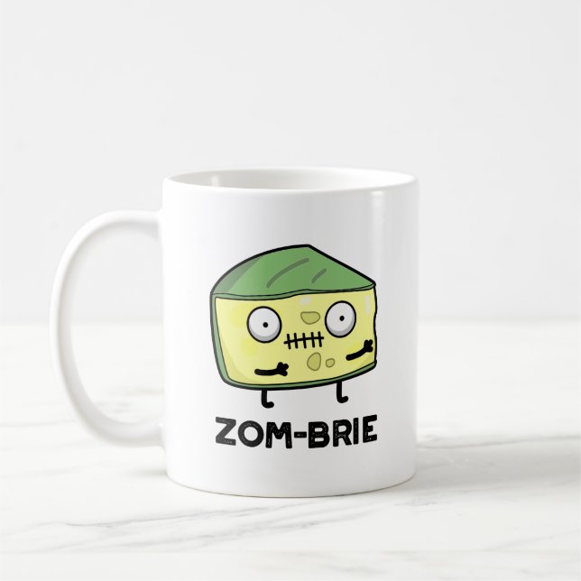 Taza De Café Zom-brie Funny Halloween Zombie Brie Cheese Pun (Izquierda)
