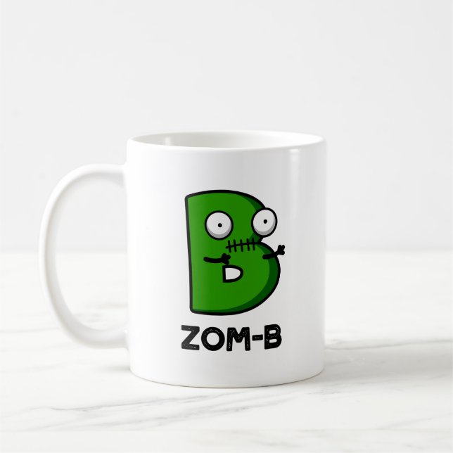 Taza De Café Zomb-b Funny Halloween Zombie Alphabet B Pun (Izquierda)