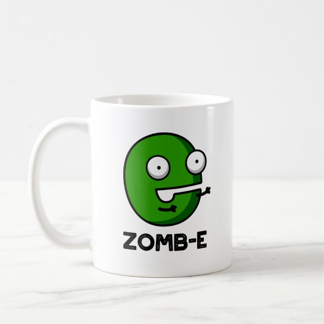 Taza De Café Zomb-E Funny Halloween Zombie Alphabet Pun (Izquierda)