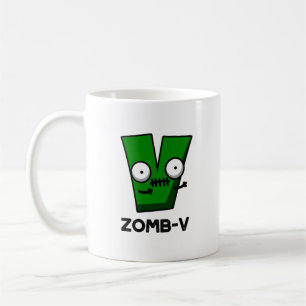 Taza De Café Zomb-V Funny Halloween Zombie Alphabet V Pun