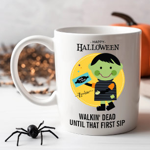 Taza De Café Zombi Adorable con Dulces Halloween Personalizable