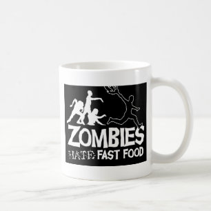 Taza De Café Zombi-Odio-Rápido-Comida-Negro