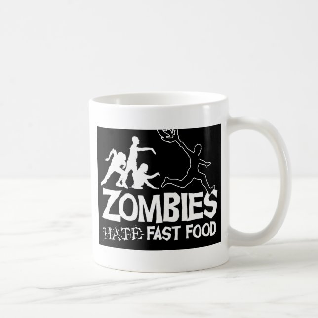 Taza De Café Zombi-Odio-Rápido-Comida-Negro (Derecha)