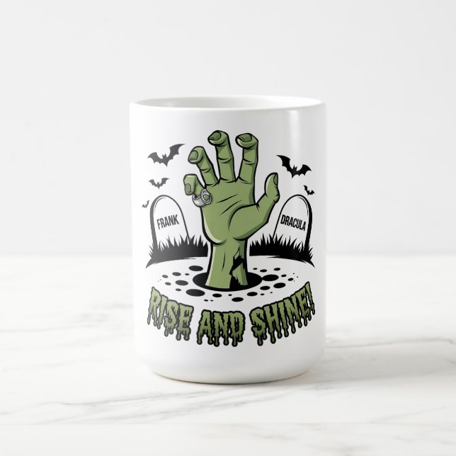 Taza De Café Zombie Hand Rising Halloween Diseño divertido y es (Centro)