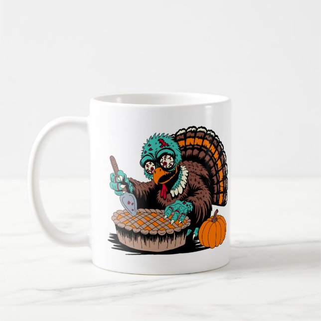 Taza De Café Zombie Turquía quiere la pista de calabaza (Izquierda)