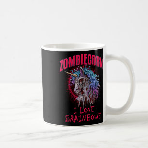 Taza De Café Zombie Unicornio I Love Brainbows Punk Gótico góti