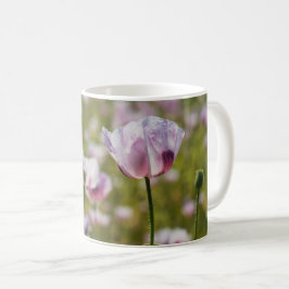 Taza De Café Zomers veld met lila bloemen in bloei.
