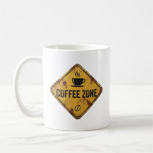 Taza De Café Zona de Café Vintage de Metal Oxidado Señal Divert