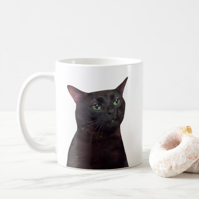 Taza De Café Zoned Out Cat Meme Mug Doble Lado (Con donut)