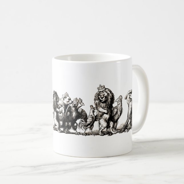 Taza De Café Zoológico de leones de unicornio de arte animal (Anverso derecho)