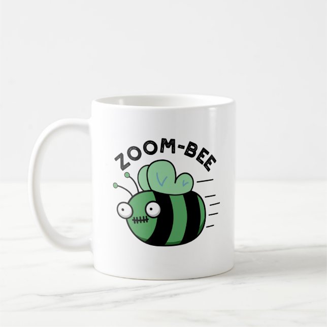 Taza De Café Zoom-bee Funny Halloween Zombie Bee Pun (Izquierda)