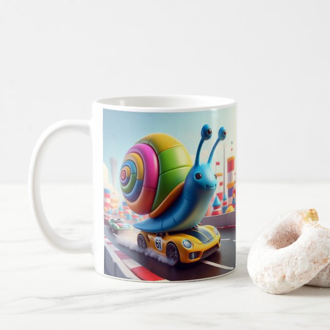 Taza De Café Zoom Snail Mug - Donde la velocidad se encuentra l (Con donut)