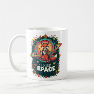 Taza De Café Zorro Cósmico Multicolor Boho Necesito Espacio Ret