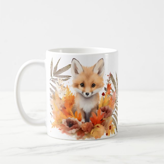 Taza De Café Zorro de acuarela Otoño rústico (Izquierda)