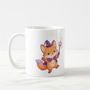 Taza De Café Zorro de brujo lindo lanzando hechizo mágico Hallo