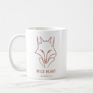 Taza De Café Zorro de Corazón Salvaje Arte de Línea Minimalista
