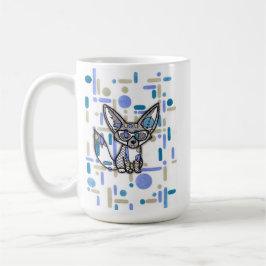 Taza De Café Zorro Fennec Genial con Gafas de Sol Cof Geométric