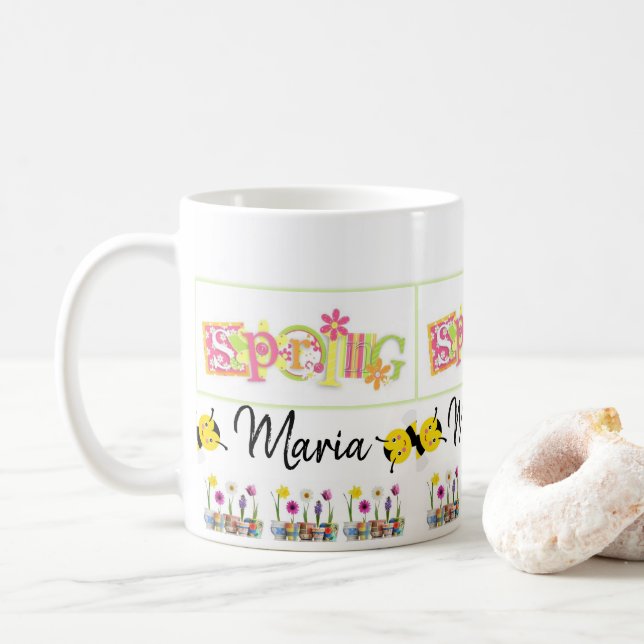 Taza De Café Zorro floral Bumblebee Mug (Con donut)