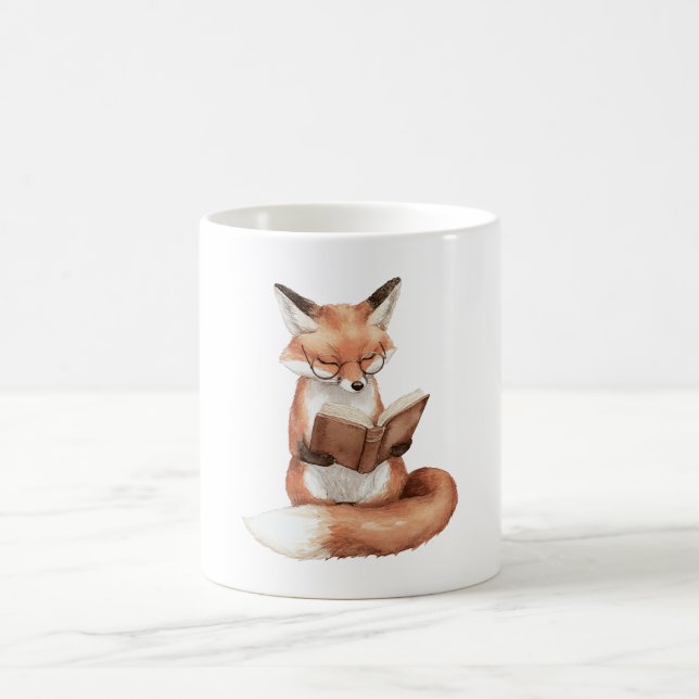 Taza De Café Zorro leyendo un libro (Centro)