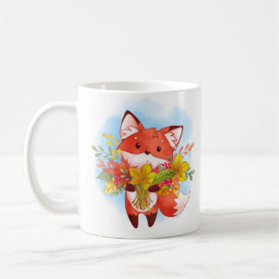 Taza De Café Zorro rojo curado con hojas de otoño