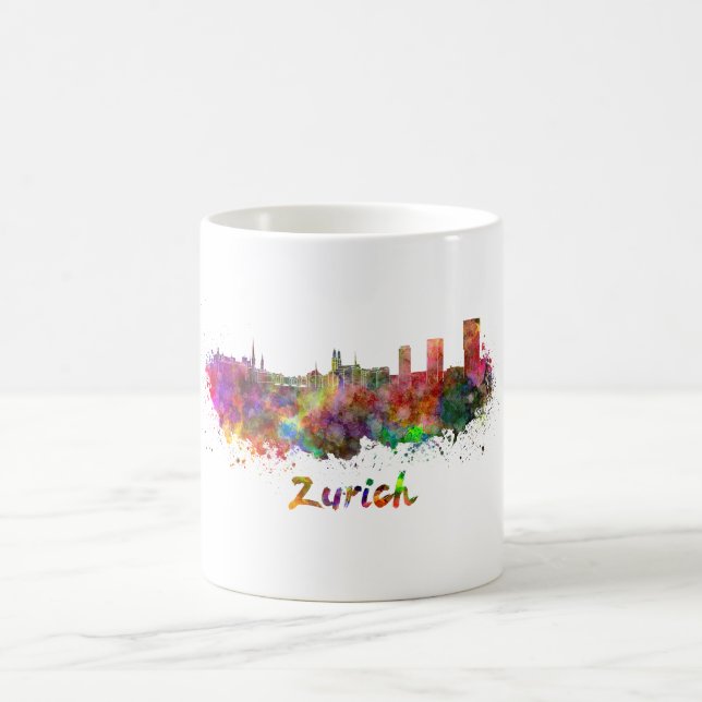 Taza De Café Zurich skyline in watercolor (Centro)