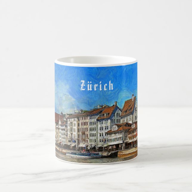 Taza De Café Zurich. Vista del terraplén del río de Limmat (Centro)