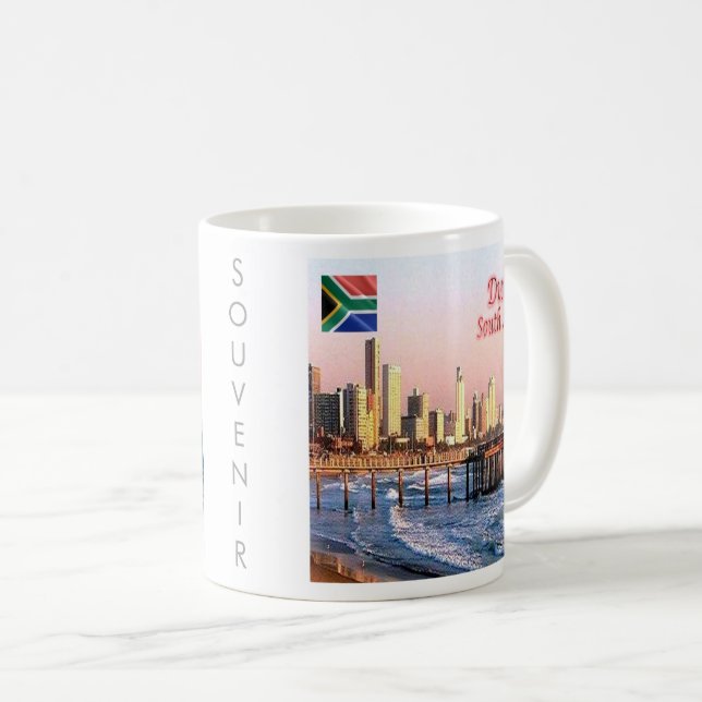 Taza De Café zZA037 DURBAN Skyline Crop, SUDÁFRICA, (Anverso derecho)