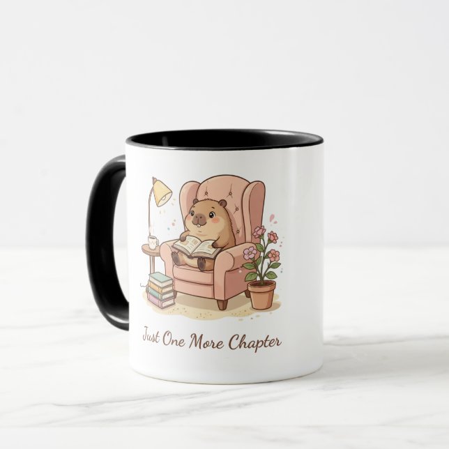 Taza de capibara lindo leyendo – solo un capítulo  (Anverso izquierdo)