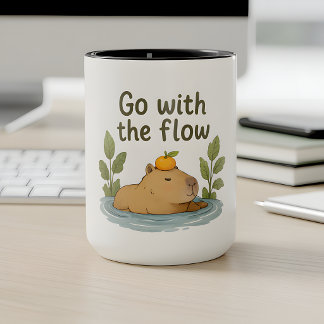 Taza de capybara 'Ve con la corriente' – Lindo cap