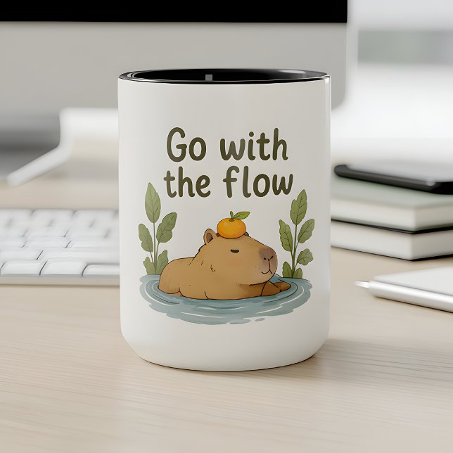 Taza de capybara 'Ve con la corriente' – Lindo cap (Subido por el creador)