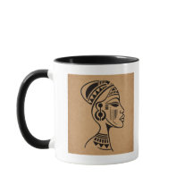 Taza de cara tribal africana abstracta | Línea min