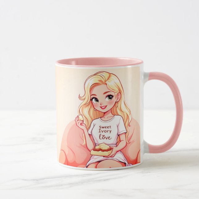 Taza de cerámica Belleza Rubia - Cabello Amarillo  (Derecha)