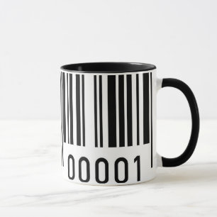 Taza de cerámica con código de barras negro