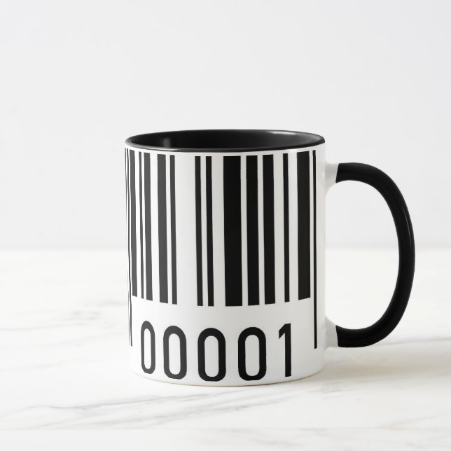 Taza de cerámica con código de barras negro (Derecha)
