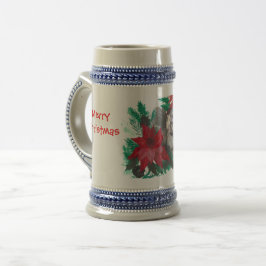 Taza de cerámica con diseño de cachorro y poinsett