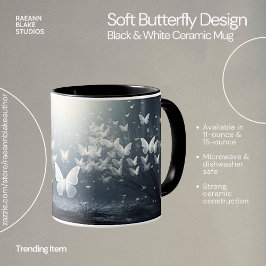 Taza de cerámica con diseño de mariposa suave